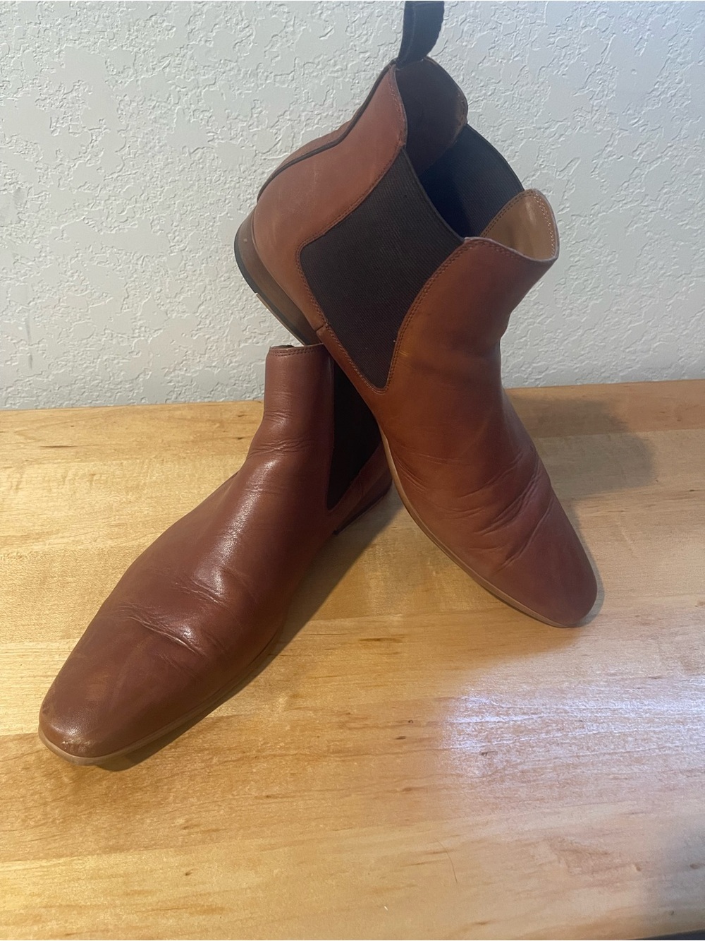 Aldo Brown Leather Chelsea Boots with Black Elastic Panels